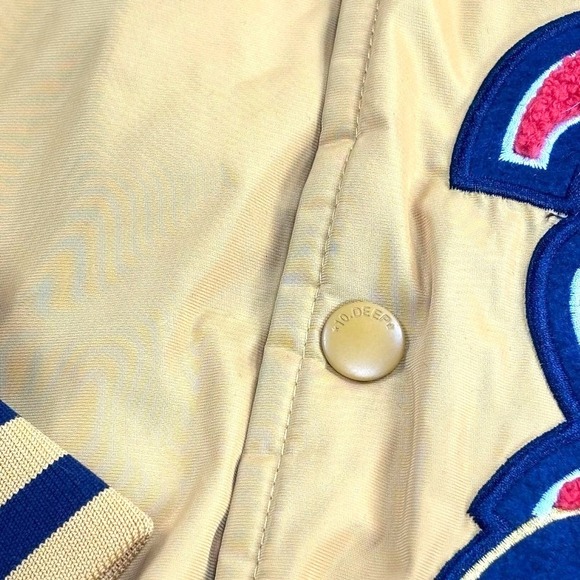 10 Deep Tenth Division Patchwork Varsity Jacket Mens Small Yellow Graphic - Picture 7 of 16